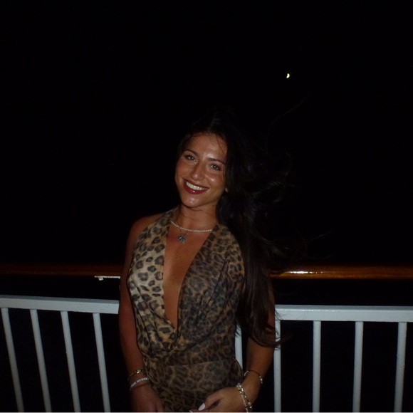 Mesh Cheetah Open Back Dress - Picture 1 of 3